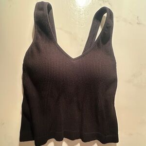 Altered state black ribbed tank top with padding o/s